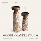 Wooden Candle Stand (Set of 2) | 12 & 9 Inches tall