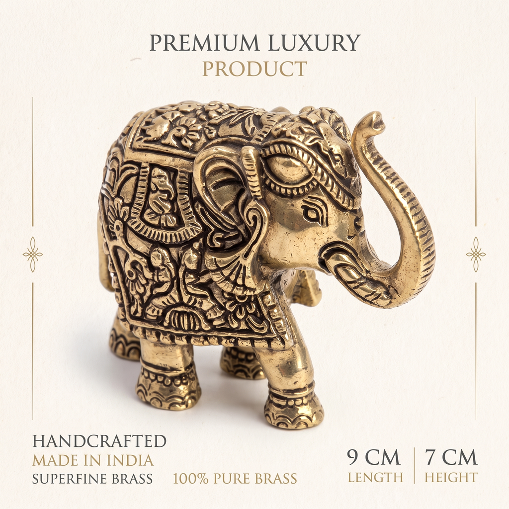 Brass Elephant- Gift Box | Superfine Quality | 9x7x4 cm