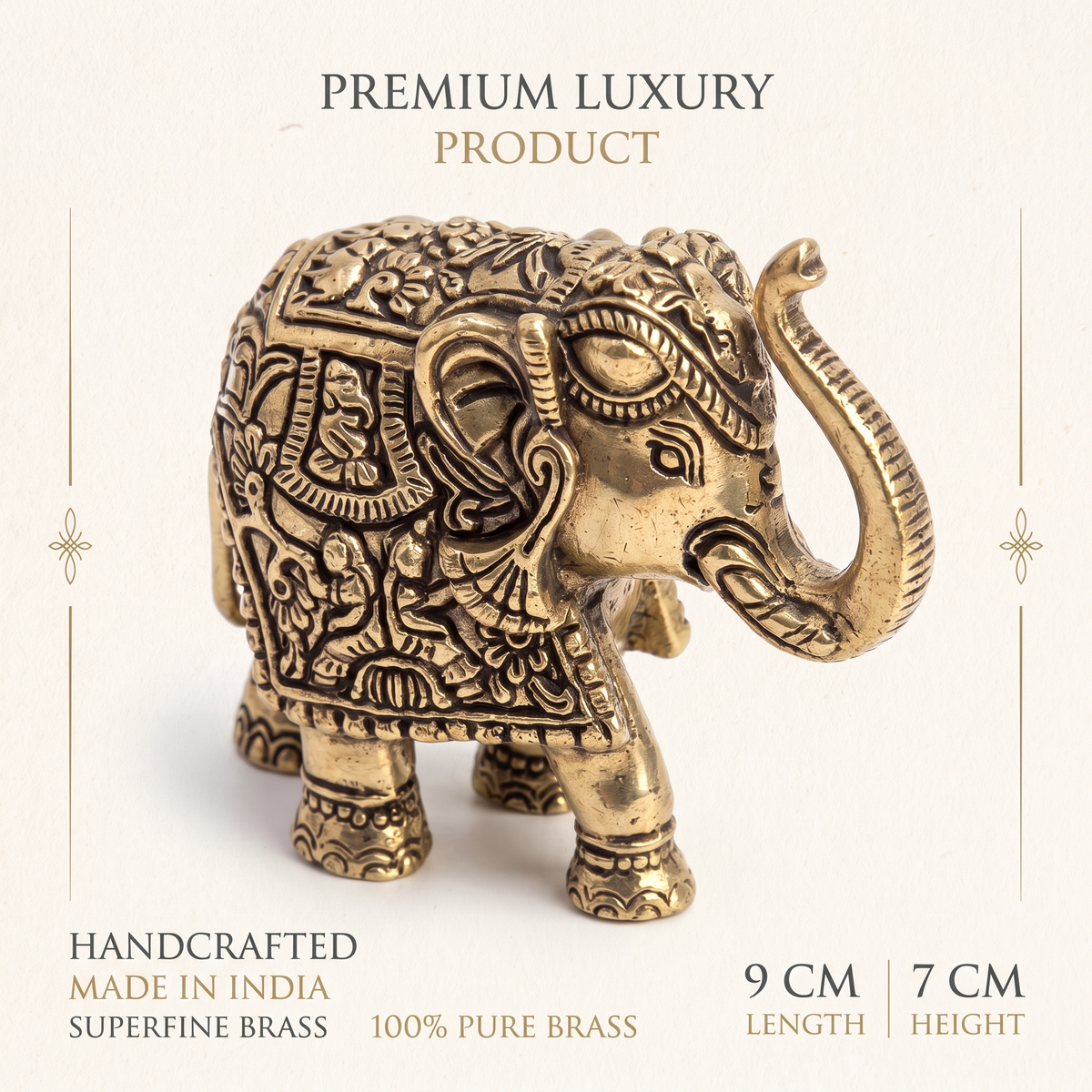Brass Elephant- Gift Box | Superfine Quality | 9x7x4 cm