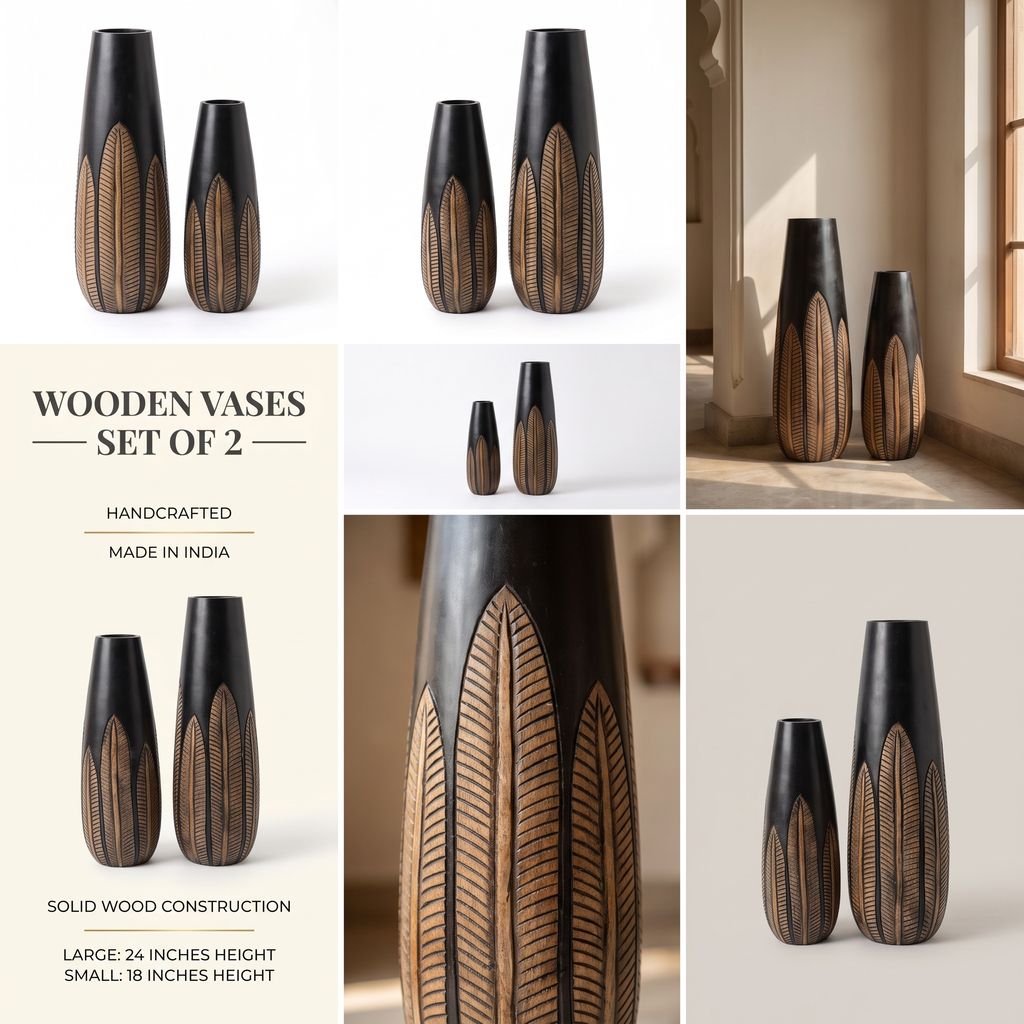 Wooden Vases (Set of 2) | 24 & 18 Inch