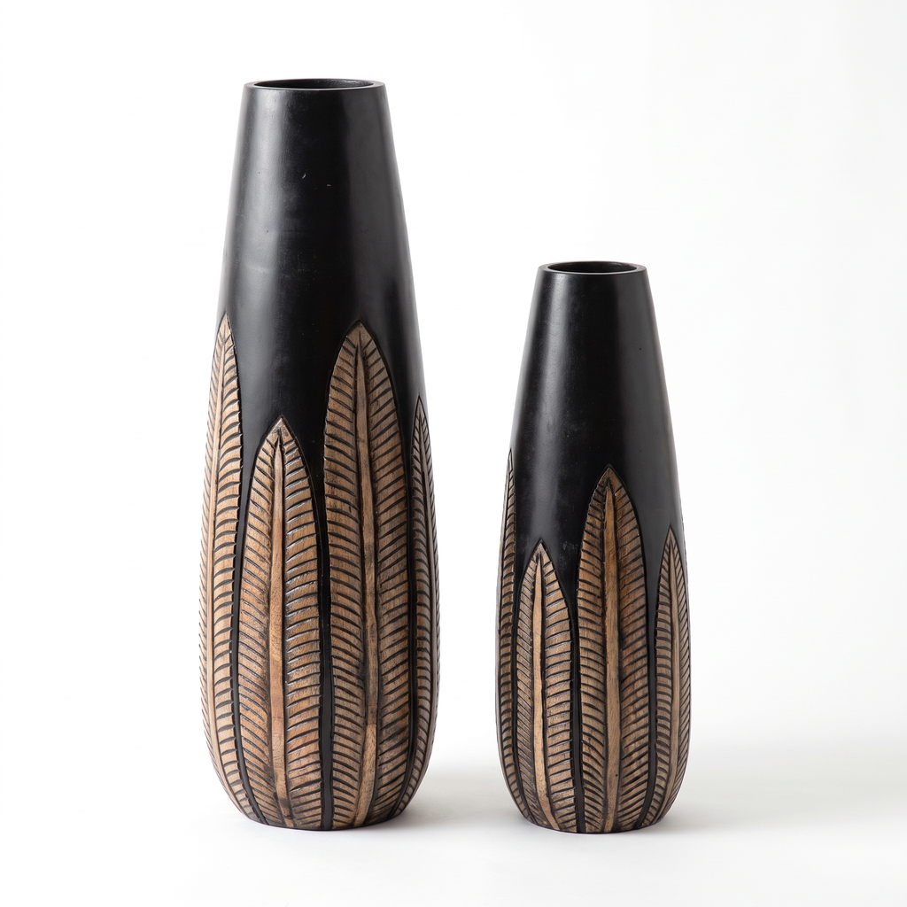 Wooden Vases (Set of 2) | 24 & 18 Inch