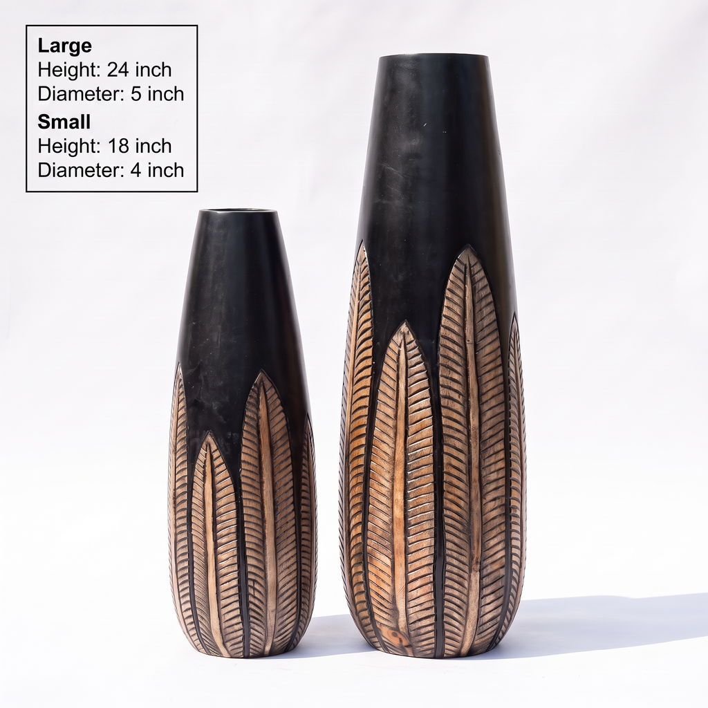Wooden Vases (Set of 2) | 24 & 18 Inch