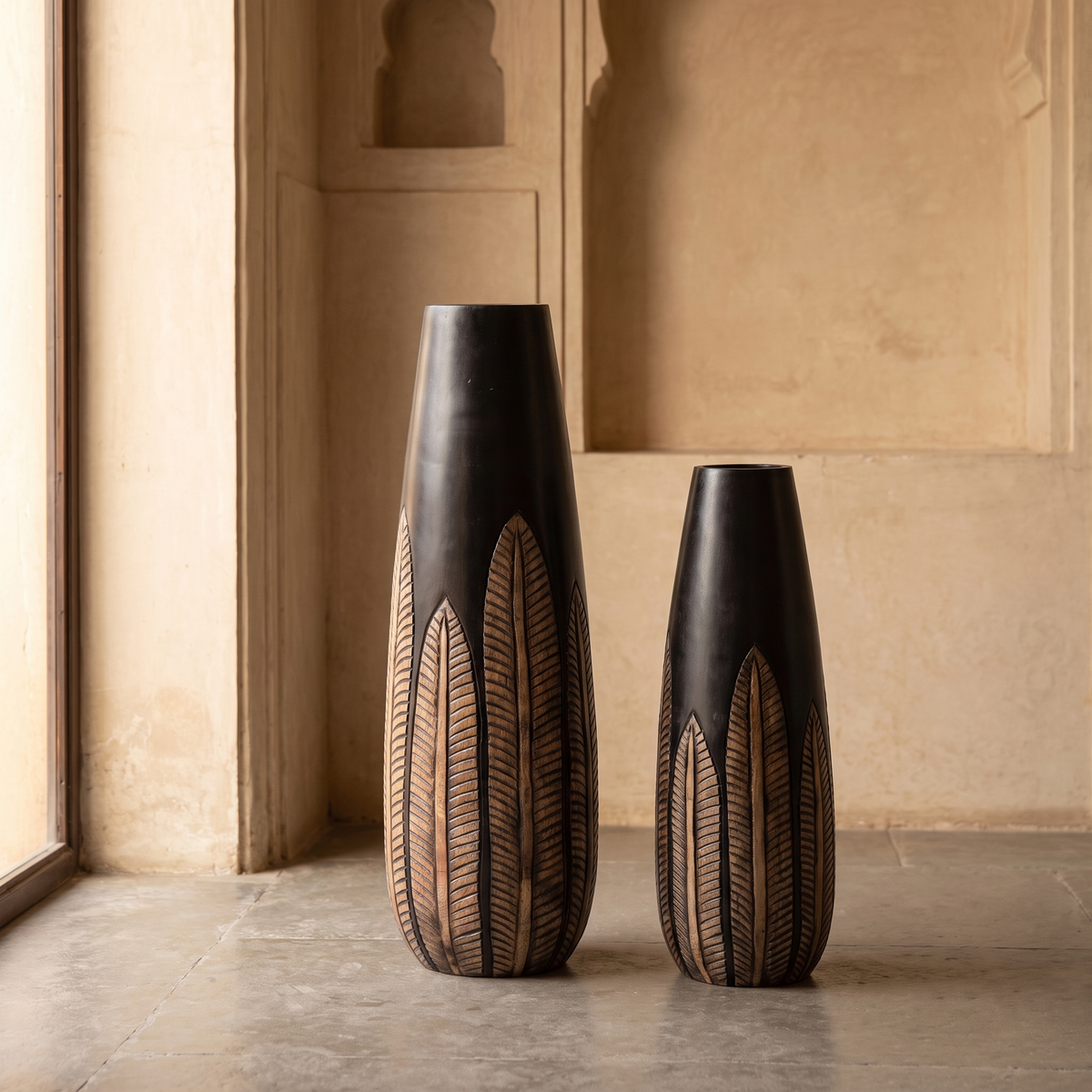 Wooden Vases (Set of 2) | 24 & 18 Inch