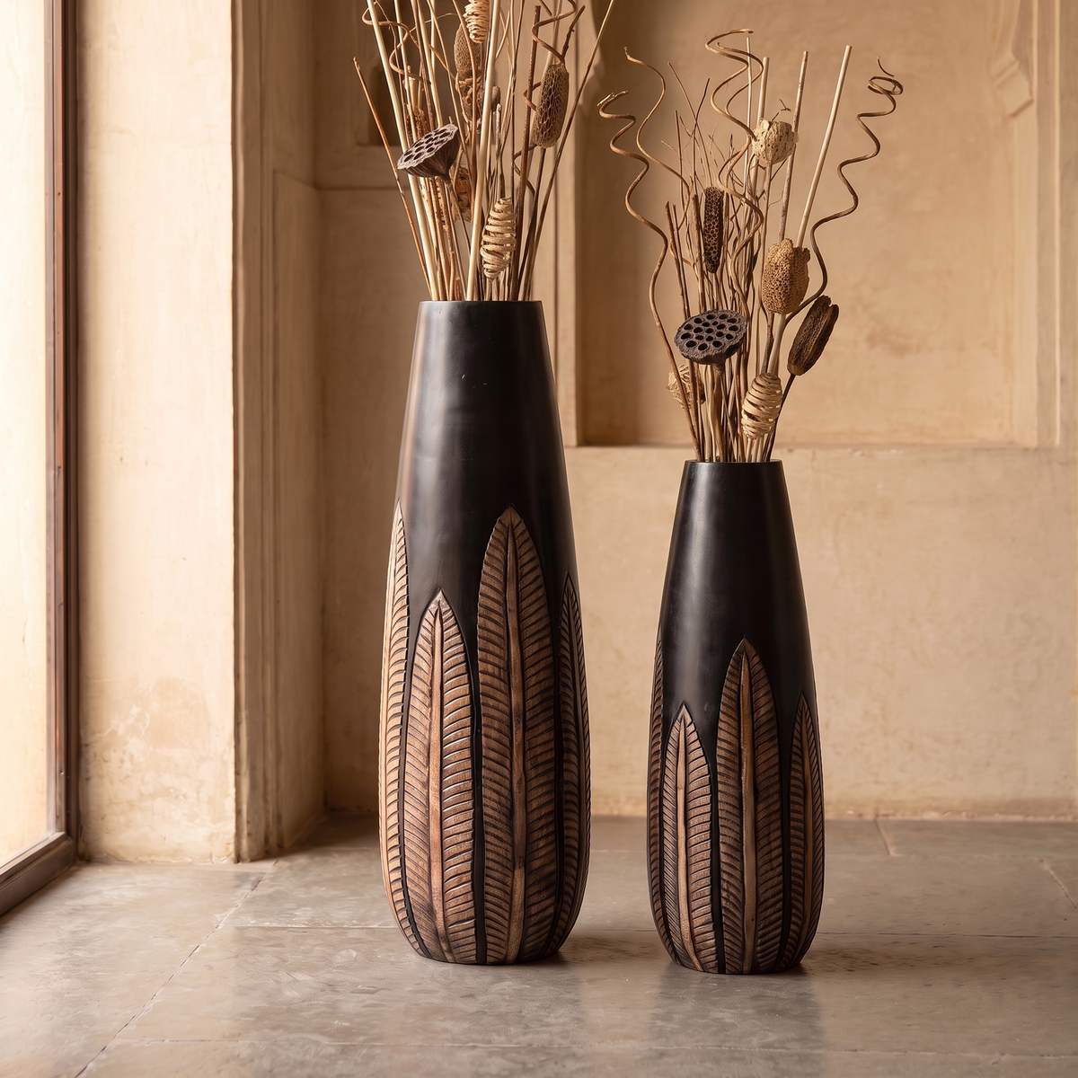 Wooden Vases (Set of 2) | 24 & 18 Inch