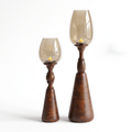 Hurricane Candle Stand (Set of 2) | Walnut Polish | 105 & 78 cm Tall