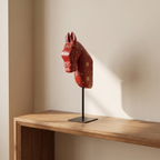 Wooden Horse on Metal Stand | Red with brass studding | H -13.5 inch (4x3 inch base)