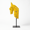 Wooden Horse on Metal Stand | Yellow with brass studding | H -13.5 inch (4x3 inch base)