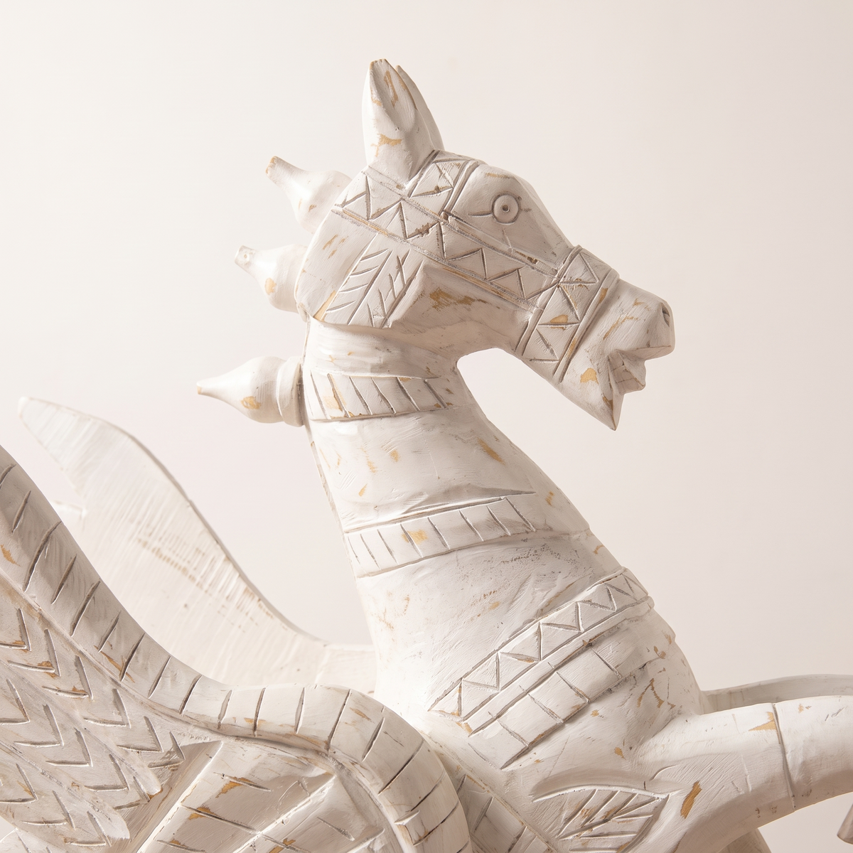 Wooden Flying Horse | Whitewash finish | 24x18x7 Inch