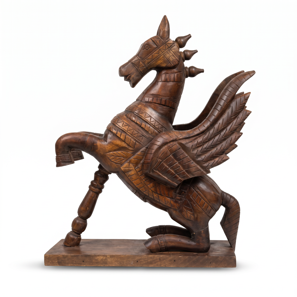 Wooden Flying Horse | Natural finish | 24x18x7 Inch