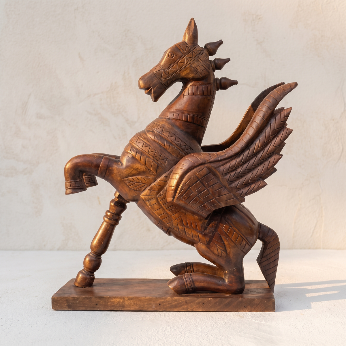 Wooden Flying Horse | Natural finish | 24x18x7 Inch