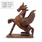 Wooden Flying Horse | Natural finish | 24x18x7 Inch