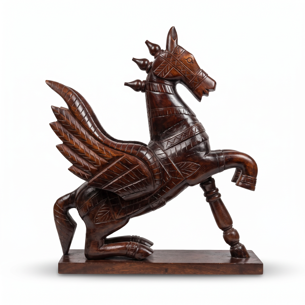 Wooden Flying Horse | Walnut Polish finish | 24x18x7 Inch