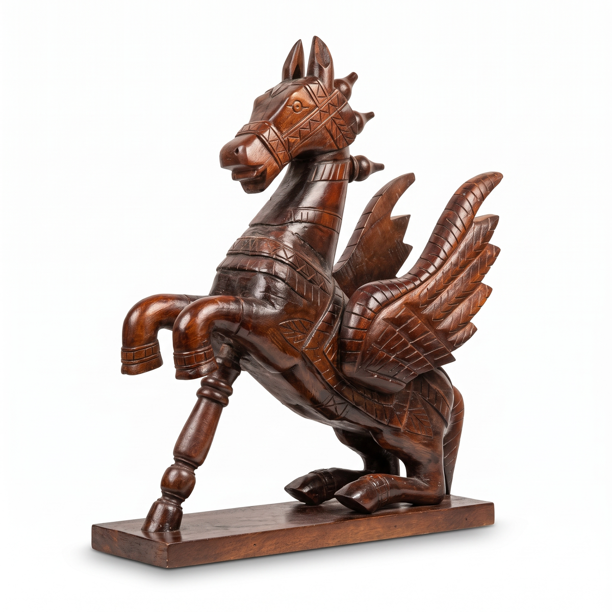 Wooden Flying Horse | Walnut Polish finish | 24x18x7 Inch