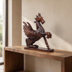 Wooden Flying Horse | Walnut Polish finish | 24x18x7 Inch