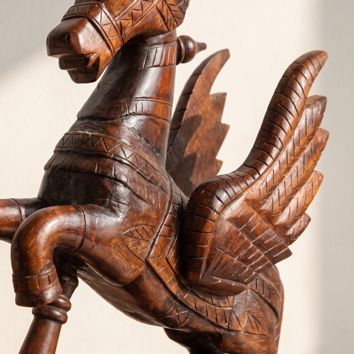 Wooden Flying Horse | Walnut Polish finish | 24x18x7 Inch