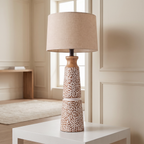 Wooden Table Lamp (Shade included) | H- 70cm (Dia base 15cm)