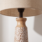 Wooden Table Lamp (Shade included) | H- 70cm (Dia base 15cm)