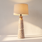 Wooden Table Lamp (Shade included) | H- 70cm (Dia base 15cm)