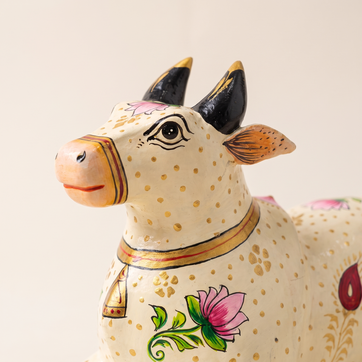 Handpainted Nandi White-Gold Finish | 9x7x3.5inch