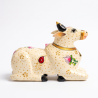 Handpainted Nandi White-Gold Finish | 9x7x3.5inch