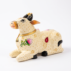 Handpainted Nandi White-Gold Finish | 9x7x3.5inch