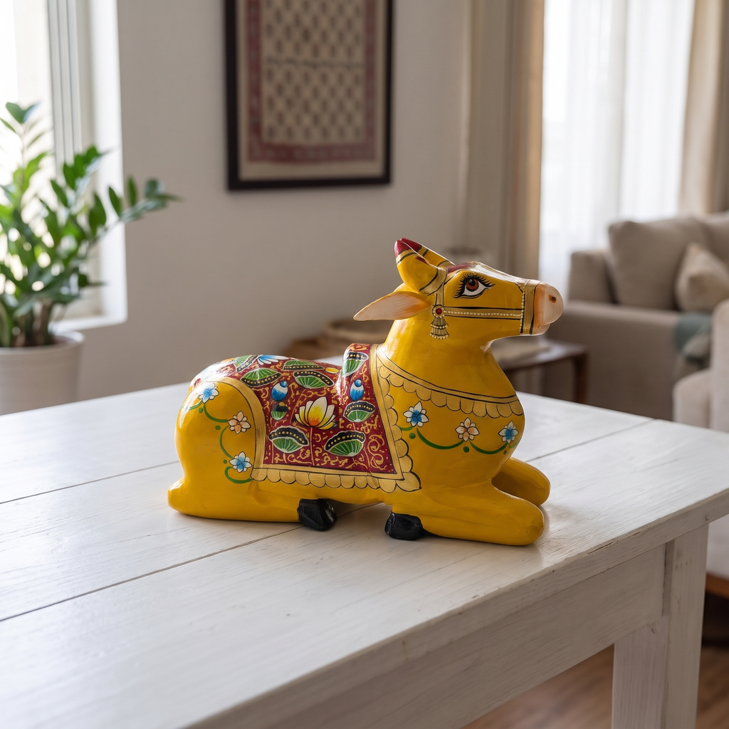 Handpainted Nandi Yellow-Mustard | 9x7x3.5inch