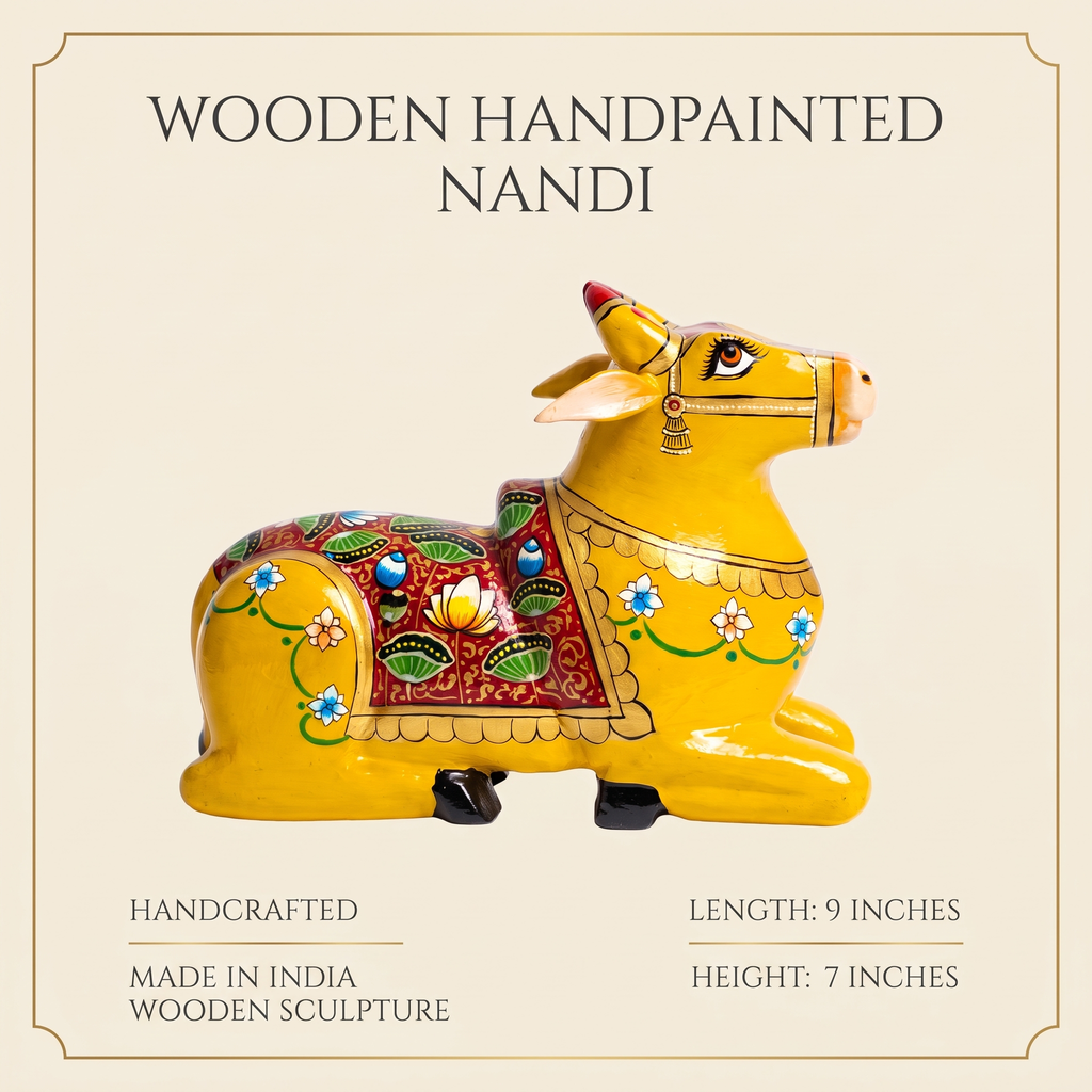 Handpainted Nandi Yellow-Mustard | 9x7x3.5inch