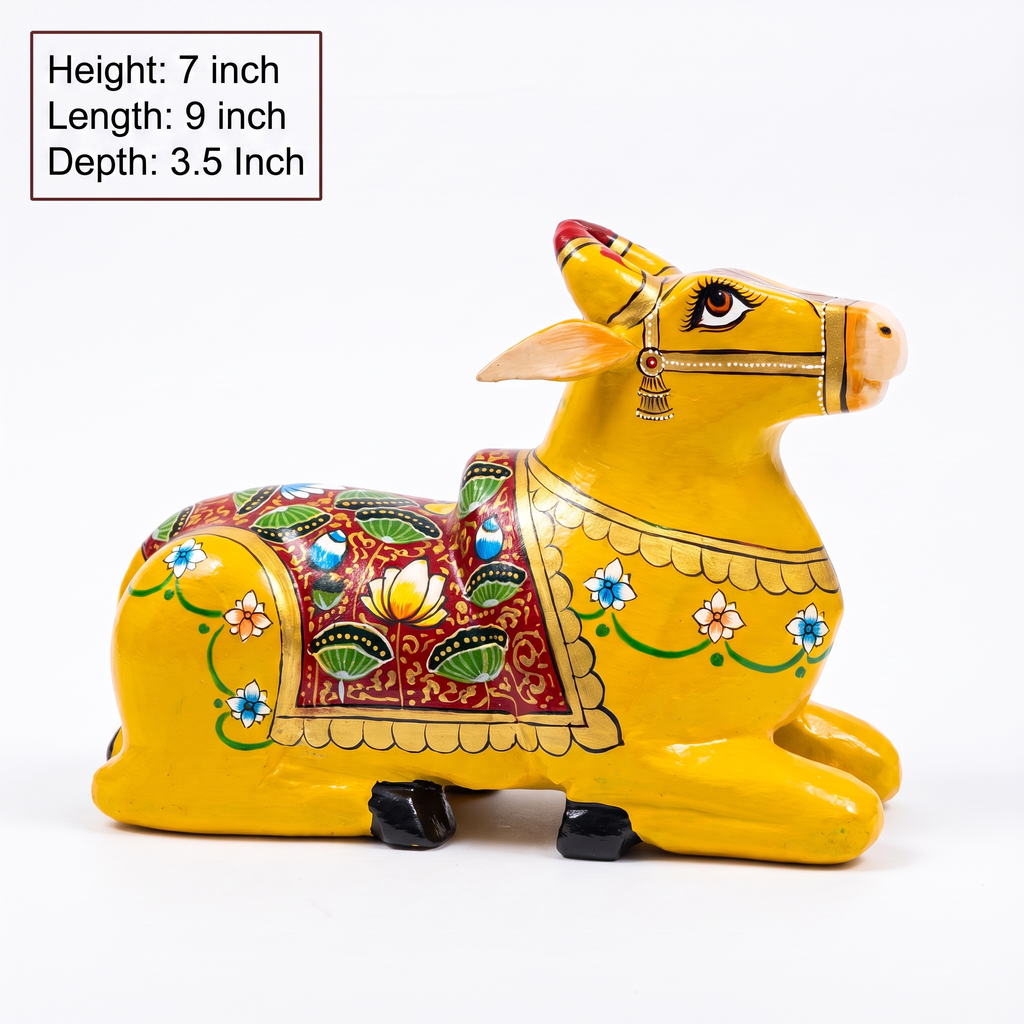 Handpainted Nandi Yellow-Mustard | 9x7x3.5inch