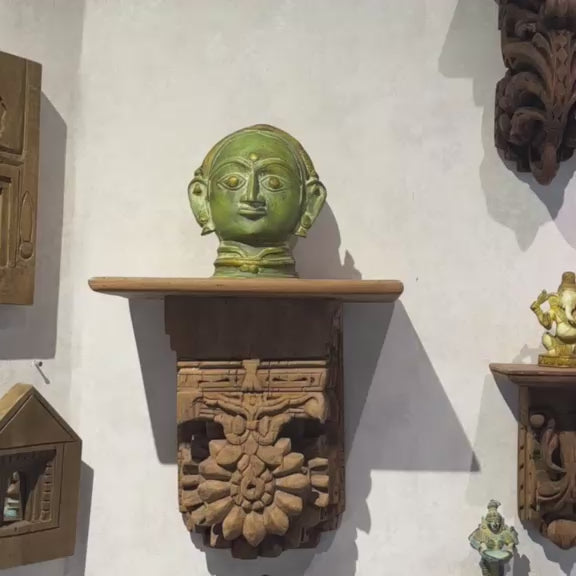 Brass Gauri Head | Green Finish | 8x7x6 Inch